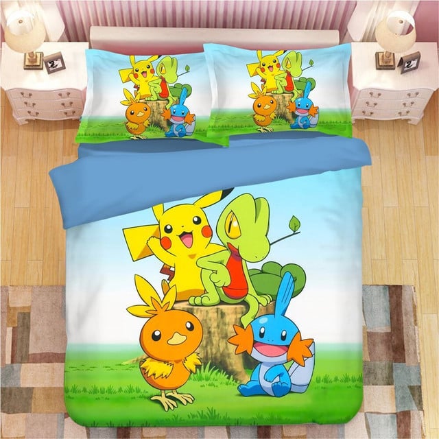 Pikachu 8 and Friends Pokemon Characters Duvet Cover Set Bedding Set