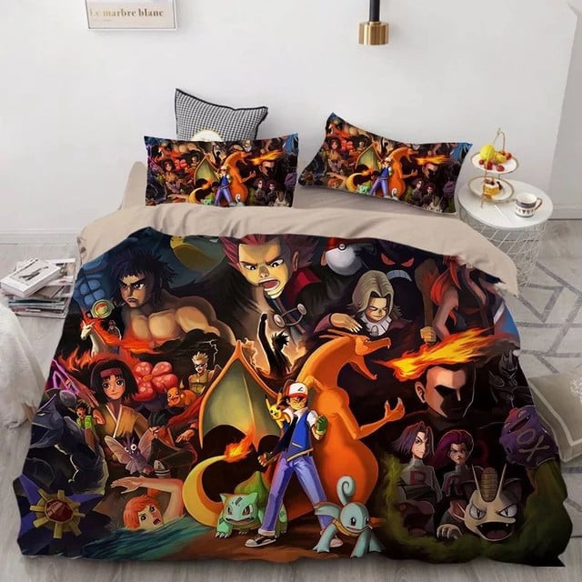 Pokemon Pikachu All Characrers 2 Duvet Cover Set Bedding Set