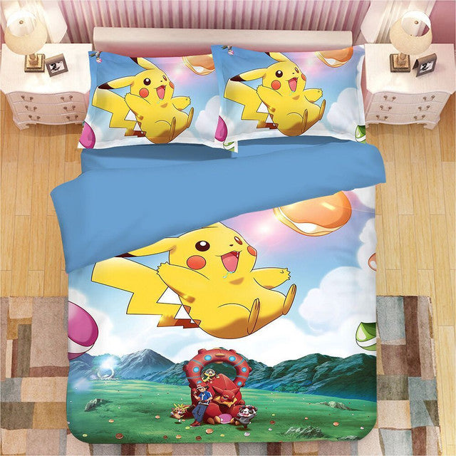 Pikachu 3 Pokemon and Friends Duvet Cover Set Bedding Set