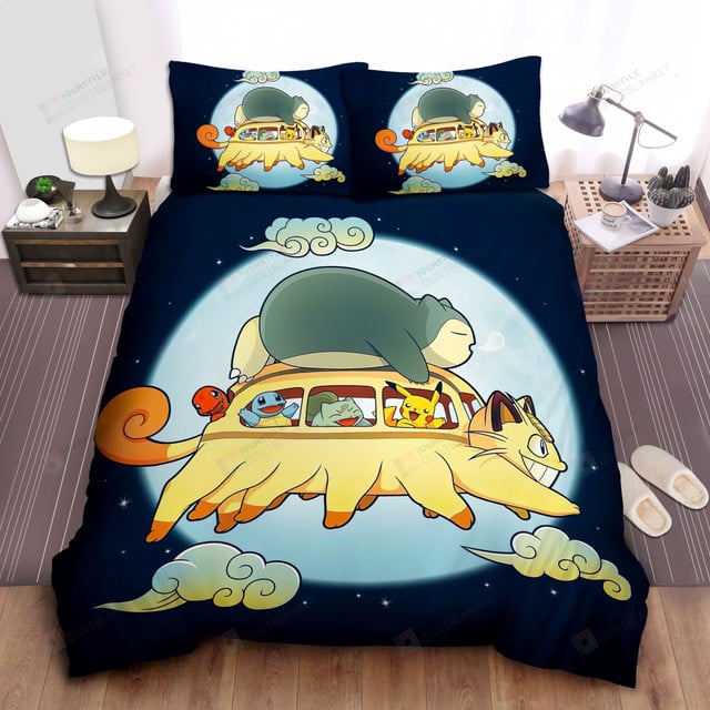 Pokémon Funny Meowth Bus And Pokemons Bedding Set Duvet